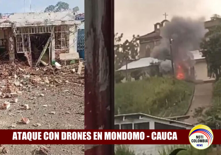 Destrucción tras ataque con drones en Mondomo