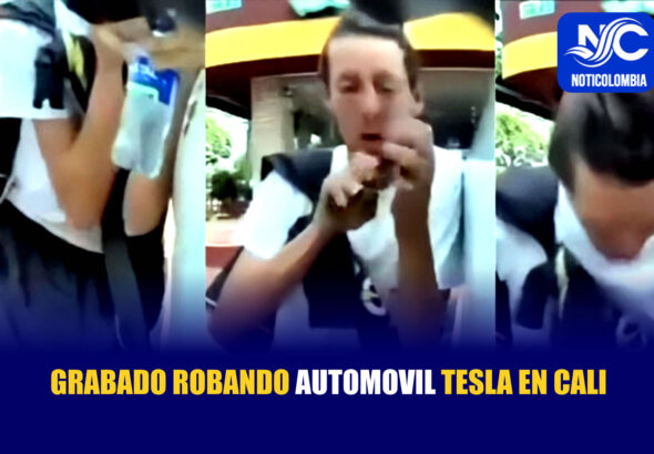 Auto Tesla graba ladron en cali
